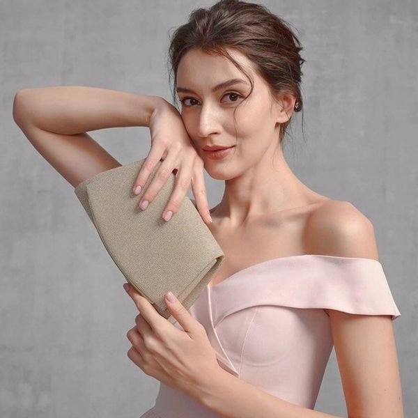 Złota Torebka Wieczorowa Kopertówka Wizytowa Mała Łańcuszek Elegancka zdjęcie 9