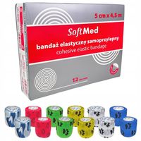 Bandaż kohezyjny elastyczny samoprzylepny różne wzory 5cm x 4,5m 12szt.