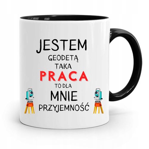 Kubek Czarny Dla Geodety Jestem Geodetą Prezent Z Nadrukiem Ze Zdjęciem na Arena.pl