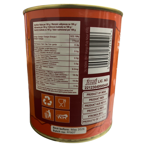 TAJ INDIAN 1947 KESAR MANGO PULP 850G zdjęcie 3