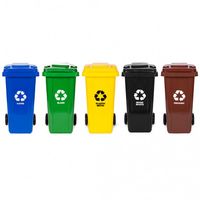 ZESTAW KOSZY 5X120L HDPE KOLORY RECYKLING ISO9001 EN840