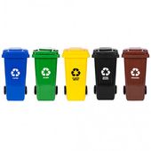 ZESTAW KOSZY 5X120L HDPE KOLORY RECYKLING ISO9001 EN840