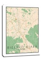 Bielsko Biała mapa kolorowa - obraz na płótnie 60x80 cm