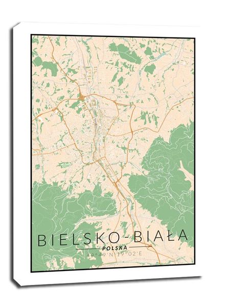 Bielsko Biała mapa kolorowa - obraz na płótnie 60x80 cm zdjęcie 1