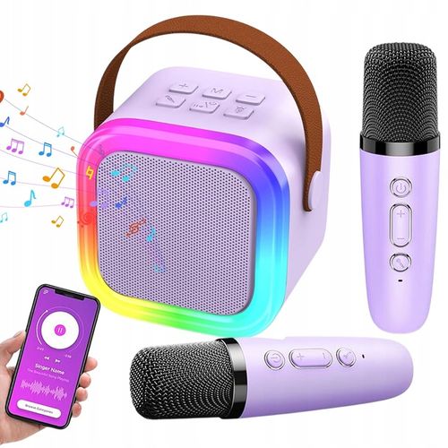 Bezprzewodowy Zestaw do Karaoke dla Dzieci LED Głośnik Bluetooth +Mikrofony na Arena.pl