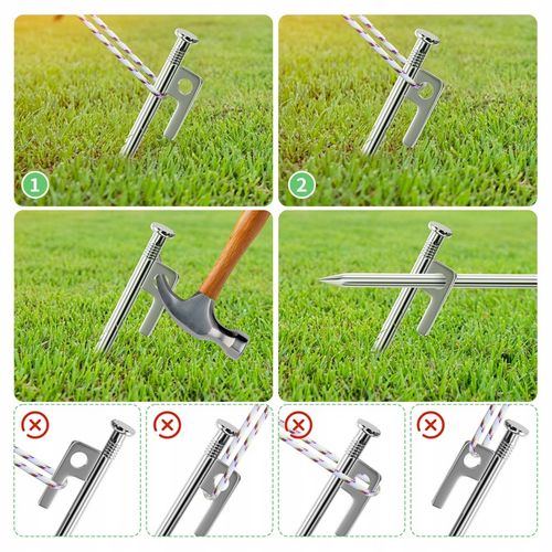 kotwy do trampoliny Solidne kotwa do ziemi 9mm 30cm 8szt z workiem srebrny na Arena.pl