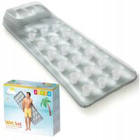 Materac Dmuchany z Zagłówkiem Plażowy Wodny do Pływania Srebrny INTEX 58894