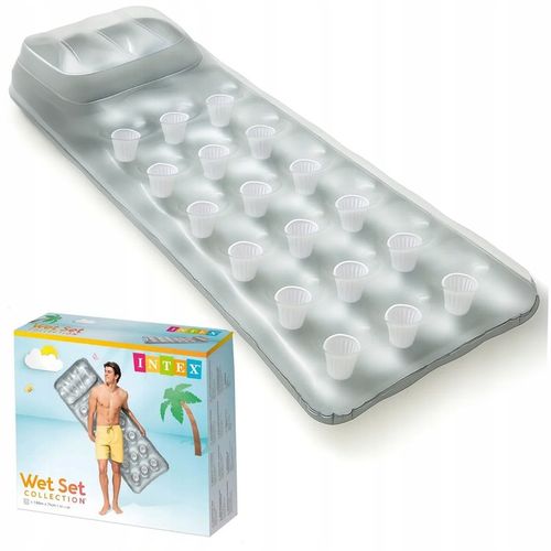 Materac Dmuchany z Zagłówkiem Plażowy Wodny do Pływania Srebrny INTEX 58894 na Arena.pl