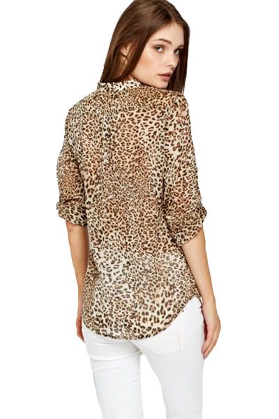 Bluzka Leopard, Żabot - 34 / XS zdjęcie 3