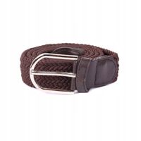 Pasek damski pleciony guma ciemny brąz 3,2cm