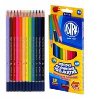 ASTRA KREDKI OŁÓWKOWE TRÓJKĄTNE 12 kolorów, wysokiej jakości kredki szkolne