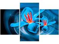 90X60CM OBRAZ NIEBIESKIE KOSMICZNE KWIATY JAKUB BANAŚ TRZY OBRAZY