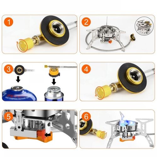 6800W Doskonała MINI kuchenka turystyczna gazowa na kartusze z adapterem na Arena.pl