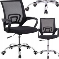 FOTEL BIUROWY OBROTOWY DO POKOJU BIURA KRZESŁO CZARNY METAL SIATKA 95cm