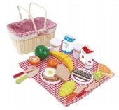 Koszyk Kosz Piknikowy z Jedzeniem Drewniany Zabawki Dla Dzieci Zestaw
