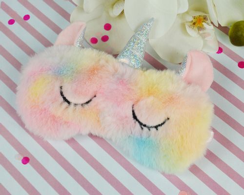 opaska na oczy jednorożec kolorowy maska do spania lekka wygodna meseczka na Arena.pl