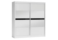 Szafa Batumi 203x61x215cm biały/czarne szkło