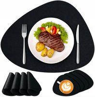 PODKŁADKI NA STÓŁ CZARNE POD TALERZE KUBKI MATA OZDOBNA OCHRONNA ZESTAW 8x