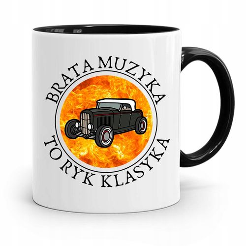 Kubek Czarny Dla Brata Muzyka To Ryk Klasyka Z Nadrukiem Ze Zdjęciem na Arena.pl