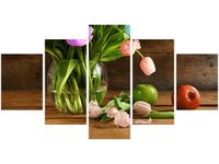 80CM 150CM OBRAZ 5 ELEM KOLOROWE TULIPANY ŚCIENNY