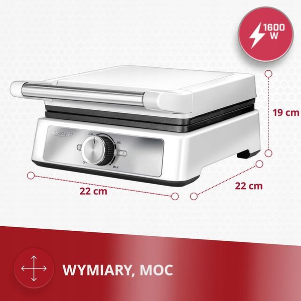 Gofrownica mocna srebrna 2 gofry MPM MGO-41 1600W zdjęcie 5