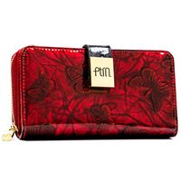 lakierowany, duży portfel-piórnik damski ze skóry naturalne