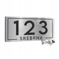 TABLICZKA ADRESOWA numer domu 40x20cm SREBRNA dibond z nadrukiem UV