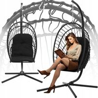 FOTEL WISZĄCY OGRODOWY BUJANY SKŁADANY KOSZ HUŚTAWKA JAJO KOKON + PODUSZKI