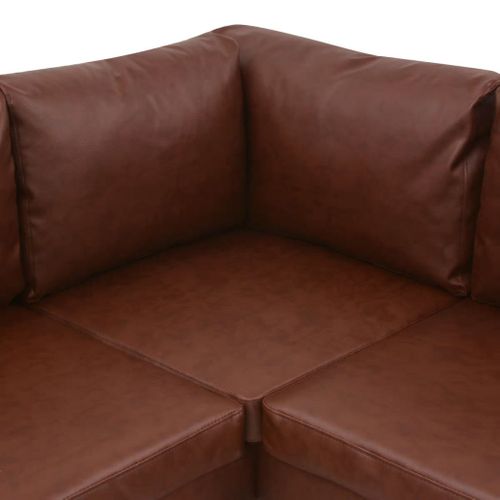 Sofa narożna, sztuczna skóra, brąz na Arena.pl