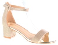 Sandały na obcasie słupku 5 cm. złote brokatowe Rozmiar obuwia - 40