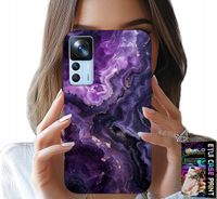 ETUI DO XIAOMI 12T / 12T PRO - FIOLETOWY MARMUREK MODNE KOBIECE + SZKŁO