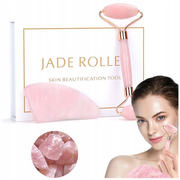 ROLLER WAŁEK KWARCOWY DO TWARZY + KAMIEŃ GUA SHA DO MASAŻU TWARZY I CIAŁA zdjęcie 1
