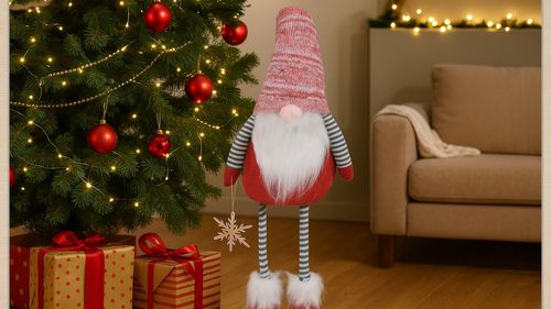 Figurka świąteczna skrzat krasnal na święta teleskopowe nogi 80cm na Arena.pl