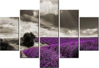 70 100CM OBRAZ 5 ELEM LAWENDOWY WIDOK DRUK PŁÓTNO