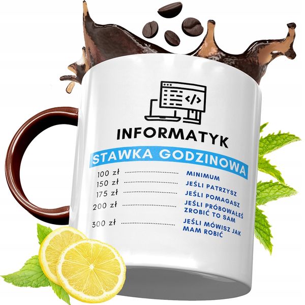 Kubek Bordowy Dla Informatyka Na Urodziny Prezent Z Nadrukiem Ze Zdjęciem zdjęcie 1