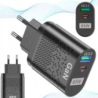 ŁADOWARKA SIECIOWA SZYBKA 65W GaN USB USB-C PD QC 3.0 MOCNA UNIWERSALNA