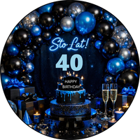 Opłatek na tort Urodziny 18 30 40 50 60 Okazjonalny Balony Szampan Drink