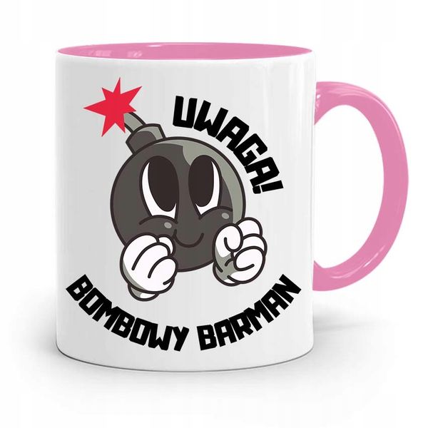 Kubek Różowy Dla Barmana Bombowy Barman Prezent Z Nadrukiem Ze Zdjęciem zdjęcie 1