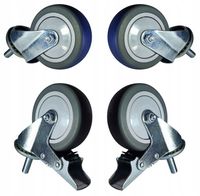 ZESTAW 4x Koło łożyskowane meblowe obrotowe fi.75 trzpień gw. M10