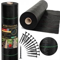 AGROTKANINA CZARNA 1,6×50m 70 g/m2 Agrowłóknina antychwastowa UV + Kotwy