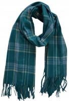 Cashmere ciepły modny szalik frędzle krata turkusowo-błękitno-żółty 07 HIT