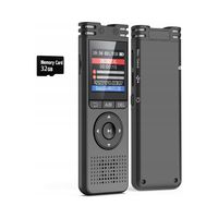 Dyktafon czarny akumulatorowy 16 GB z nagrywaniem głosowym