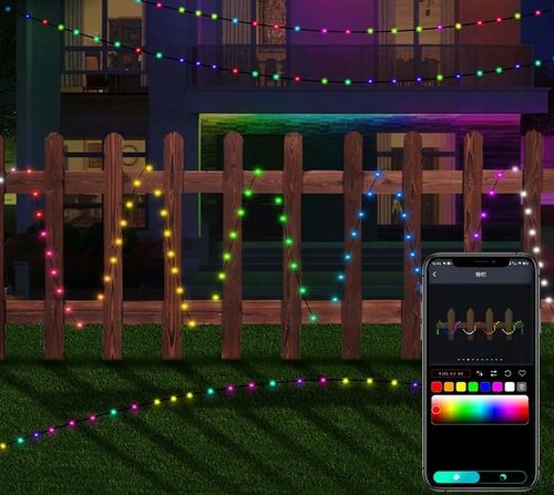 Lampki choinkowe łańcuch świetlny LED 10M 100LED RGB Aplikacja pilot na Arena.pl