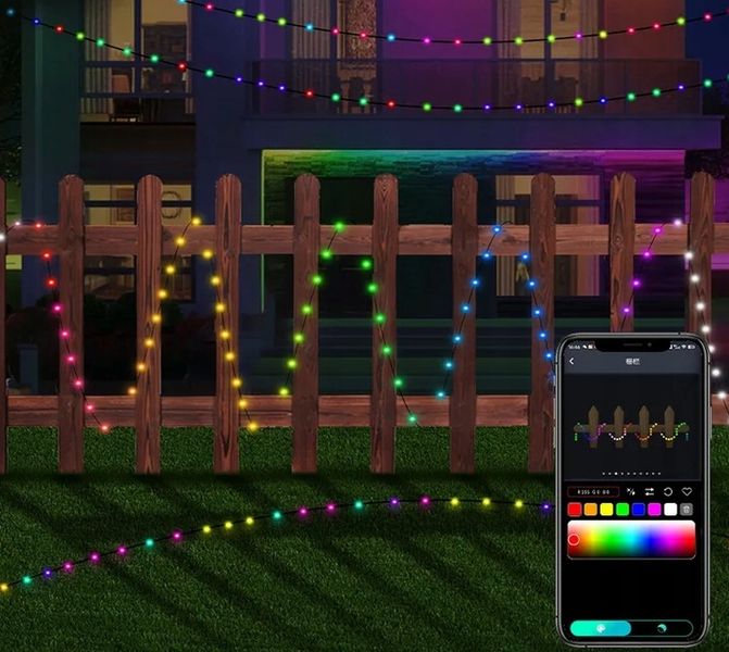 Lampki choinkowe łańcuch świetlny LED 10M 100LED RGB Aplikacja pilot zdjęcie 14