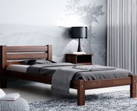 ŁÓŻKO 90X200 DREWNIANE WYSOKI ZAGŁÓWEK ORZECH + STELAŻ