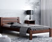 ŁÓŻKO 90X200 DREWNIANE WYSOKI ZAGŁÓWEK ORZECH + STELAŻ