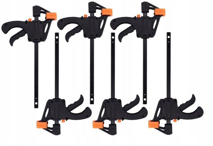6x ŚCISK STOLARSKI UCHWYT JEDNORĘCZNY SZYBKOZACISKOWY SOLIDNY ZACISK 100 zdjęcie 1