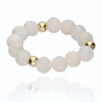 PIERŚCIONEK NA GUMCE NATURALNY KAMIEŃ KSIĘŻYCOWY INTUICJA KREATYWNOŚĆ