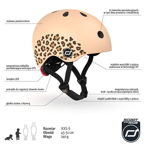 Kask dla dzieci Scootandride XXS-S dla dzieci 1-5 lat Leopard 45-51 cm na Arena.pl