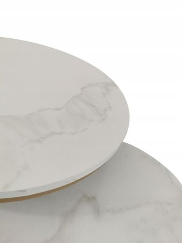 STOLIKI KAWOWE ZESTAW 2w1 ROZKŁADANE DO SALONU GLAMOUR MARMUR BIAŁY na Arena.pl